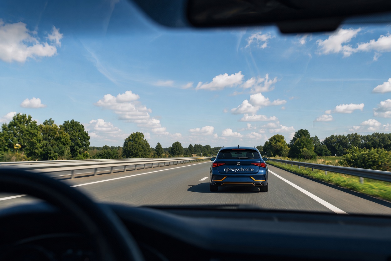 Auto op Belgische snelweg richting Namur en Liège